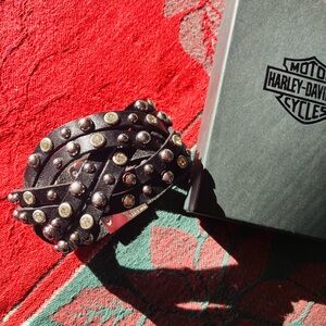 Harley-Davidson Leather Braided Studded Wristlet Bracelet